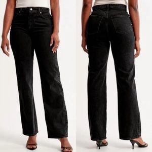 NWT Abercrombie and Fitch Curve Love The 90s Relaxed High Rise Jean in Black